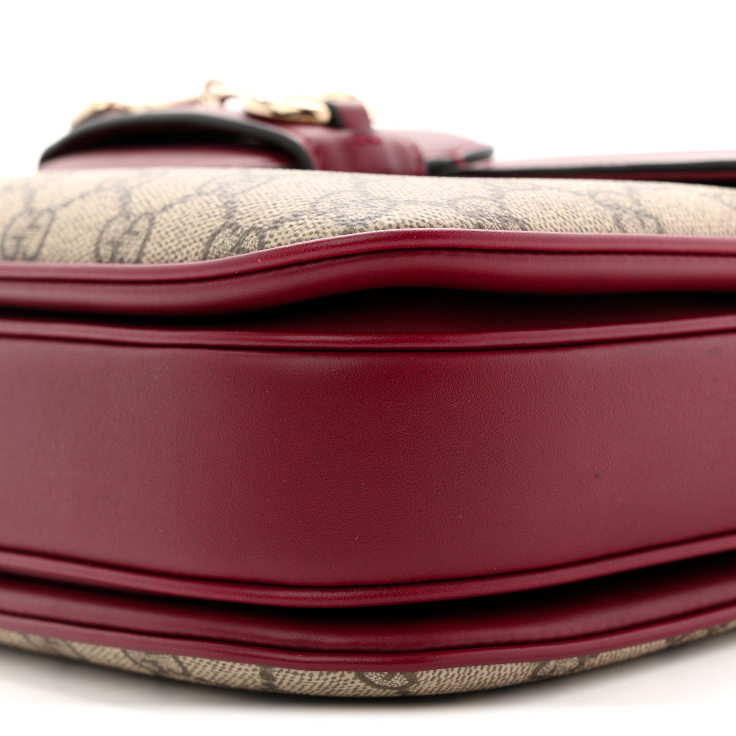 Gucci GG Supreme Monogram Horsebit 1955 Soft Small Shoulder Bag Beige Ebony Rosso Ancora 10 of 11