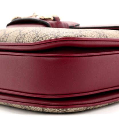 Gucci GG Supreme Monogram Horsebit 1955 Soft Small Shoulder Bag Beige Ebony Rosso Ancora 10 of 11