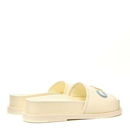 Chanel Lambskin Cha-Nel Mule Sandals 37 Ivory Multicolor 4 of 9