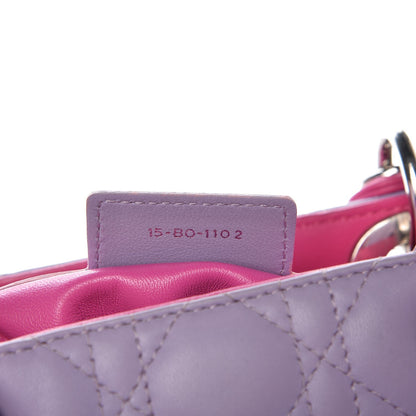Christian Dior Lambskin Cannage Medium Bi-Color Lady Dior Pink Purple 6 of 17