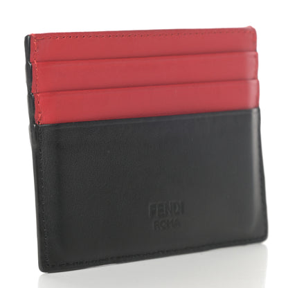 Fendi Vitello Century Monster Eyes Inlay Card Holder Black Giallo Rosso 3 of 9