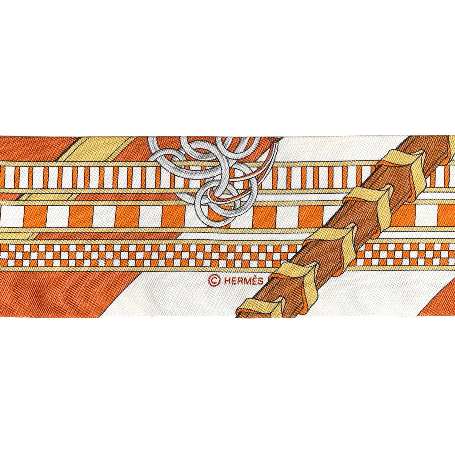 Hermes Silk Brides et Gris Twilly Caramel White Bronze 3 of 7