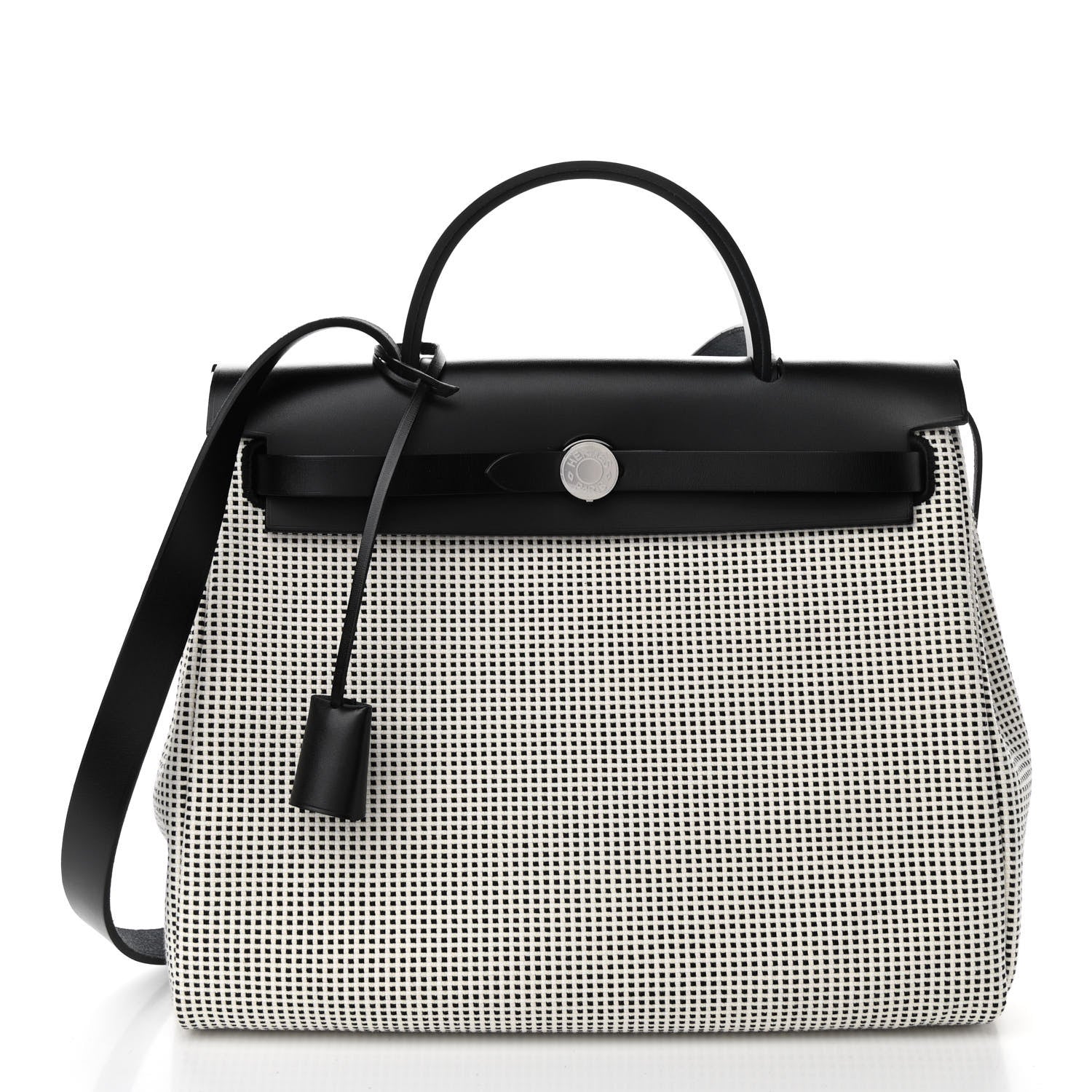 Hermes Vache Hunter Criss Viking Herbag Zip Retourne 31 PM Ecru Black 3 of 11