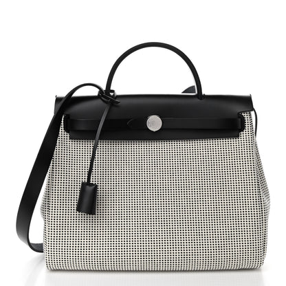 Hermes Vache Hunter Criss Viking Herbag Zip Retourne 31 PM Ecru Black 3 of 11