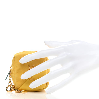 Saint Laurent Suede Lambskin Jaime Cube Charm Keychain Sunflower 2 of 6