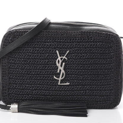 Saint Laurent Raffia Calfskin Monogram Lou Camera Bag Black 8 of 8