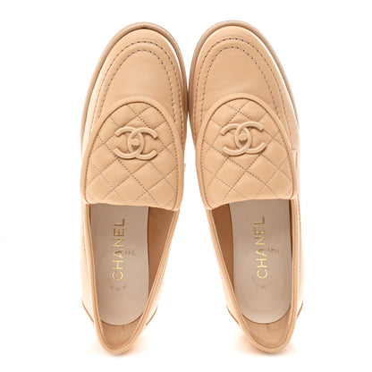 Chanel Lambskin Quilted CC Turnlock Moccasins 40 Beige 2 of 12
