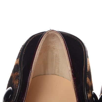 Christian Louboutin Patent Pony Hair Leopard Print Huguette 100 Pumps 39 Rouge Noir Leopard 10 of 15