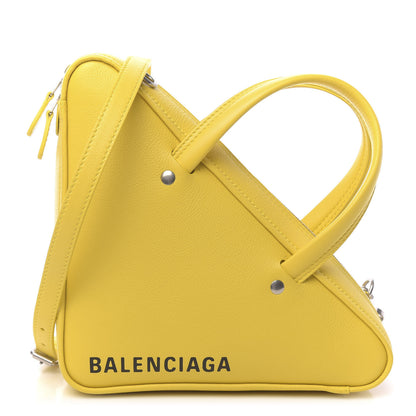 Balenciaga Shiny Day Calfskin Logo XS Triangle Duffle Jaune Black 1 of 11
