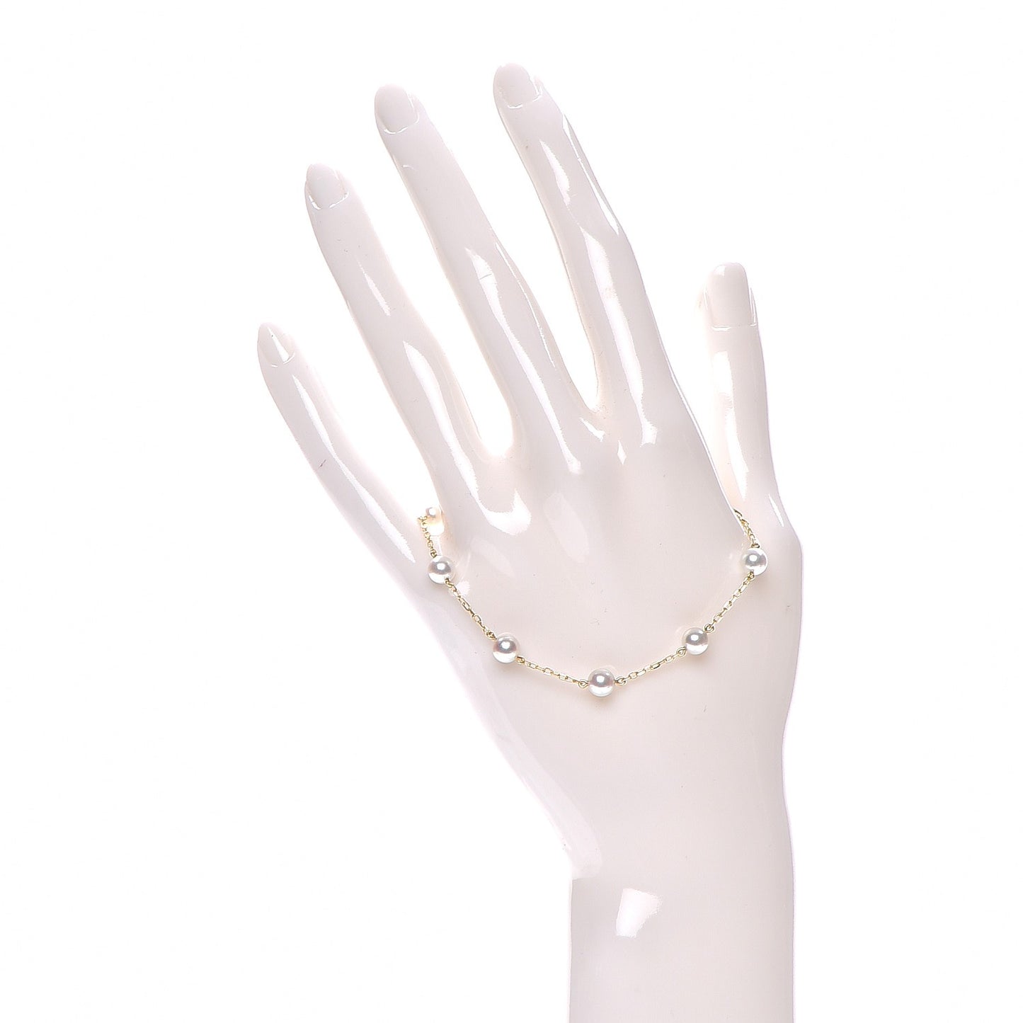 18K Yellow Gold 5mm Akoya Cultured Pearl Station Bracelet