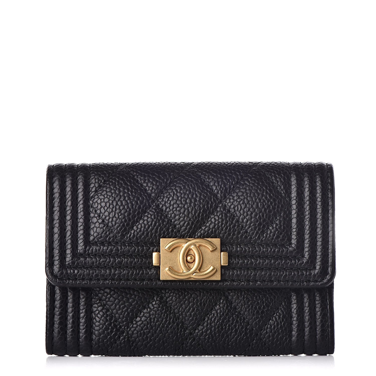 Chanel Caviar Quilted Boy Flap Card Holder Black 1 of 8