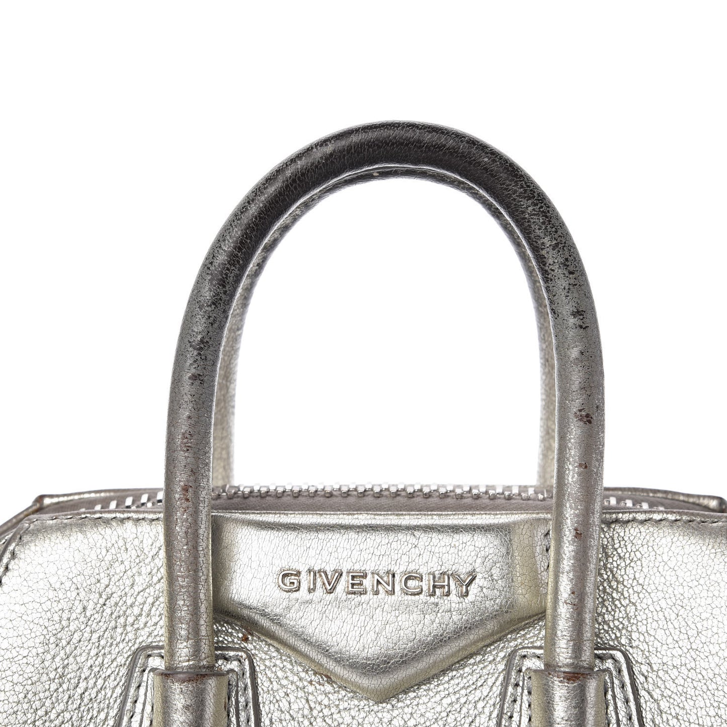 Metallic Sugar Goatskin Mini Antigona Silver