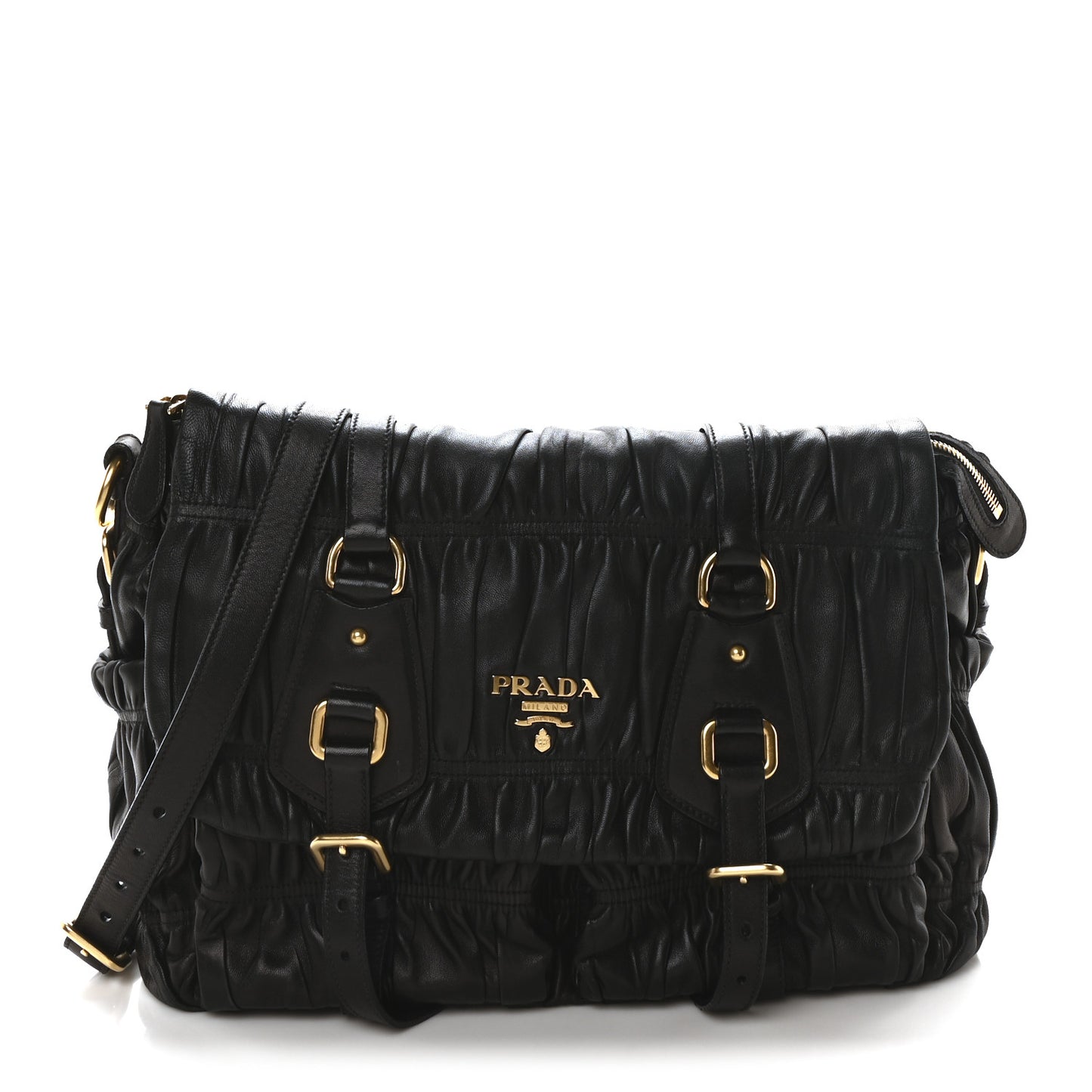 Nappa Gaufre Messenger Tote Black