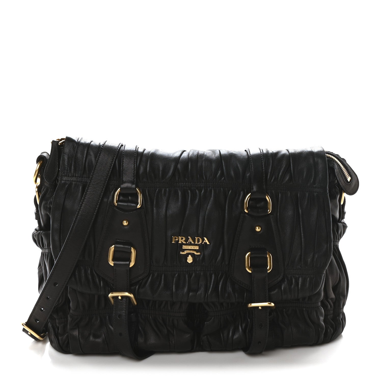 Prada Nappa Gaufre Messenger Tote Black 1 of 9