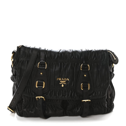 Prada Nappa Gaufre Messenger Tote Black 1 of 9