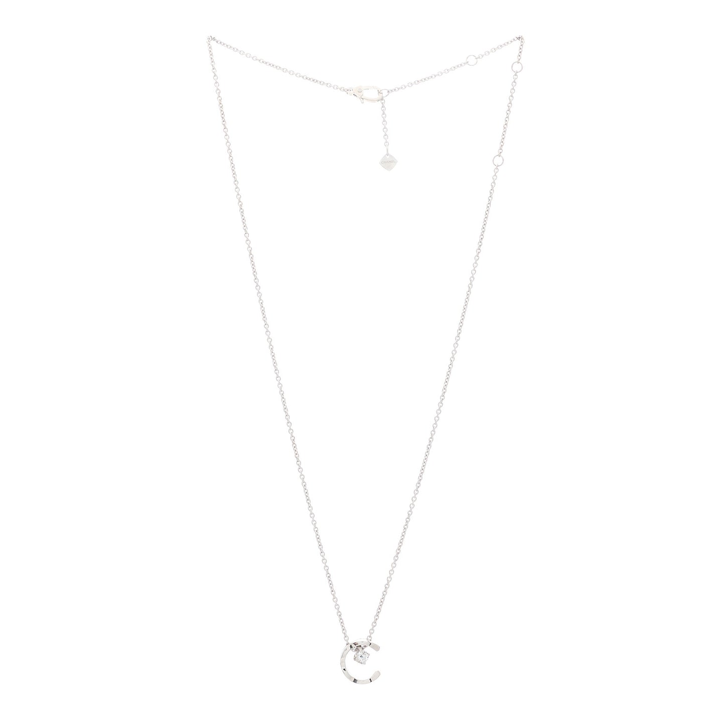 18K White Gold Diamond Coco Crush C Necklace