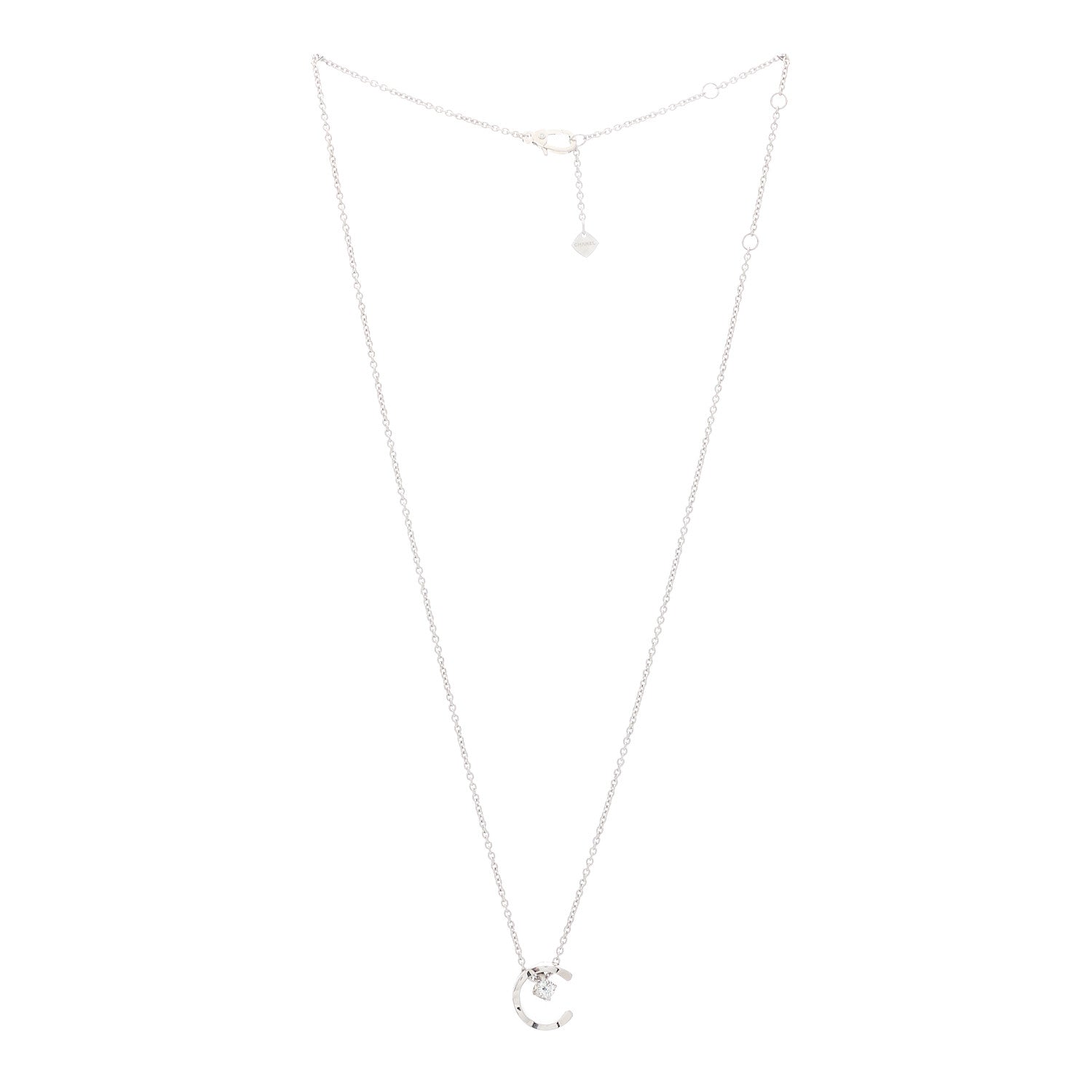 Chanel 18K White Gold Diamond Coco Crush C Necklace 3 of 6