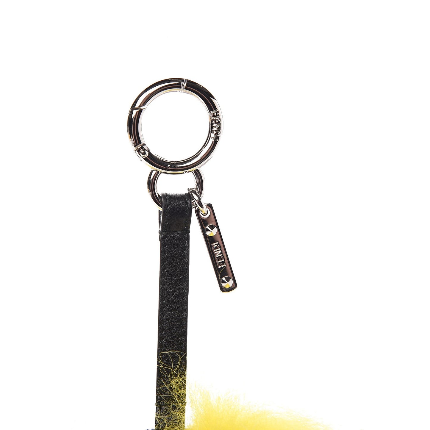 Fox Mink Fur Mirror Monster Bag Bug Charm Black Yellow