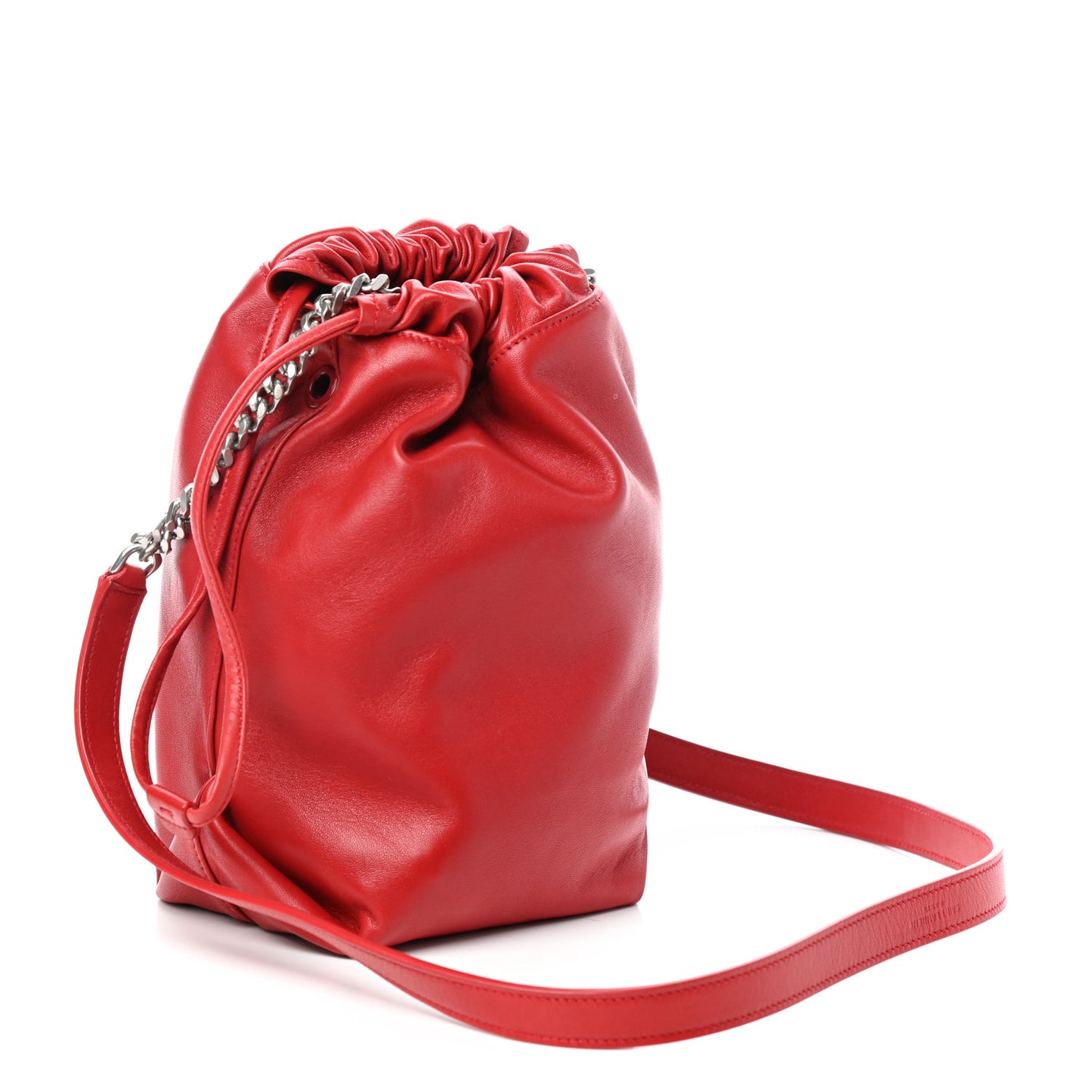 Lambskin Small Teddy Bucket Bag Red