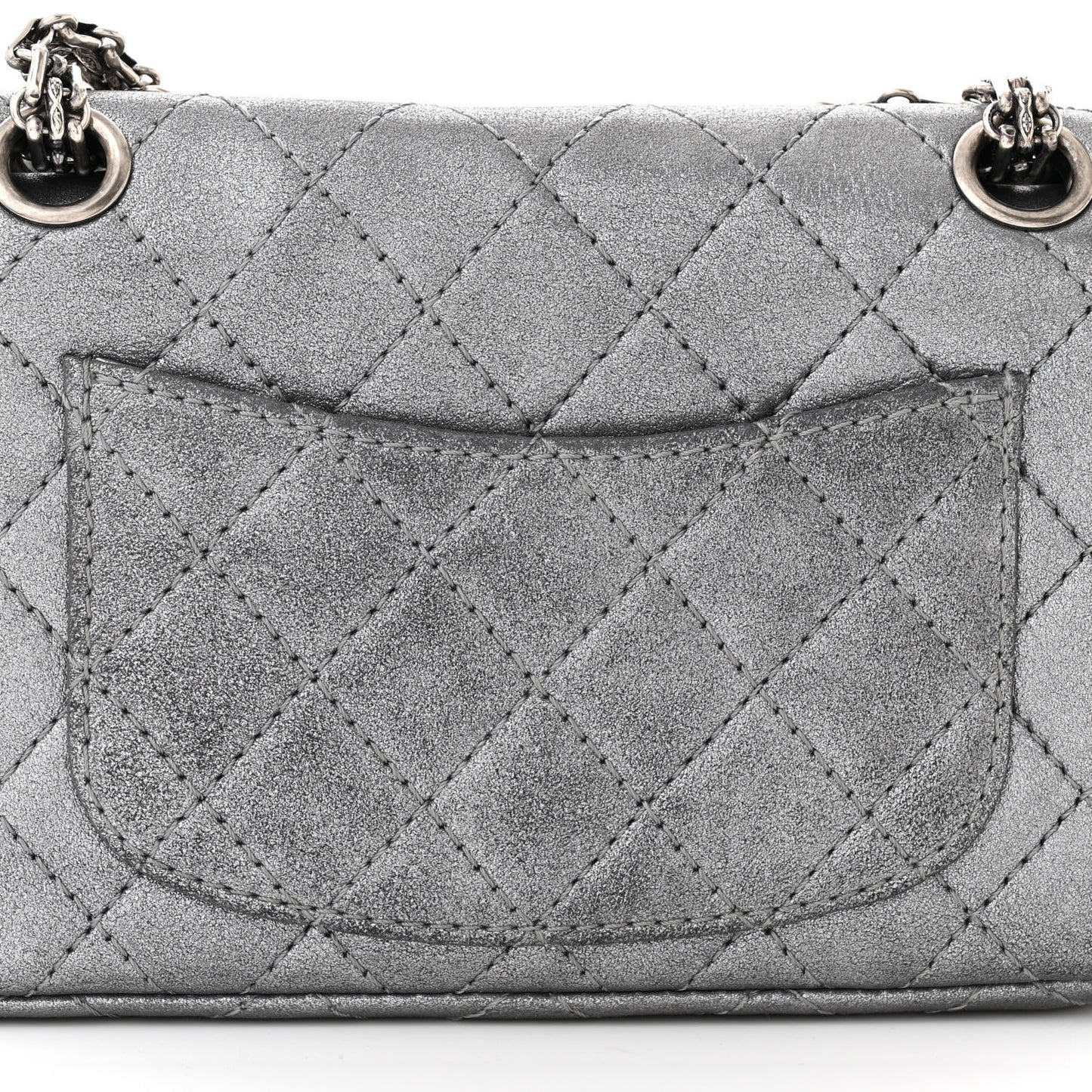 Metallic Calfskin Quilted Lucky Charms 2.55 Reissue 224 Flap Dark Silver