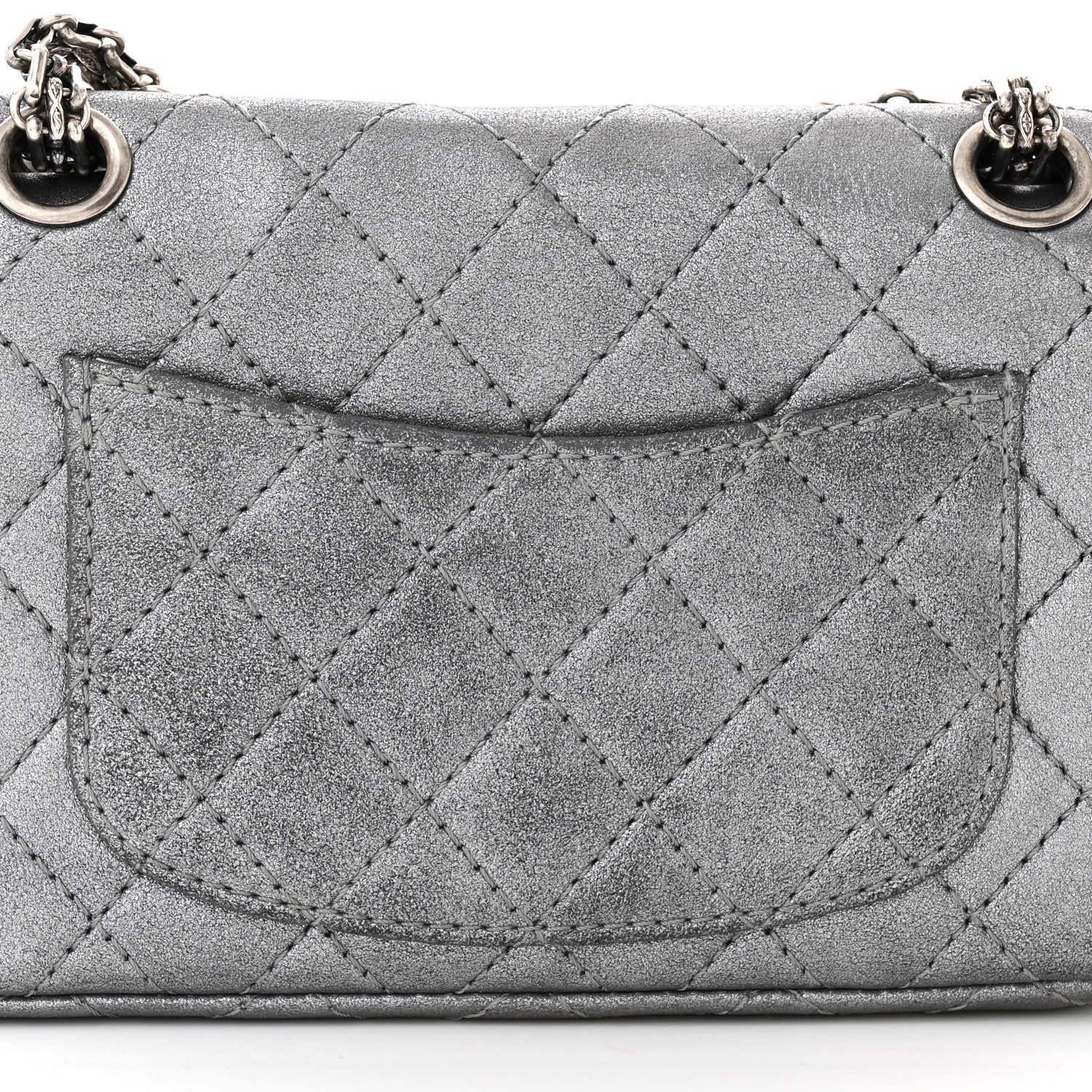 Chanel Metallic Calfskin Quilted Lucky Charms 2.55 Reissue 224 Flap Dark Silver 13 of 14