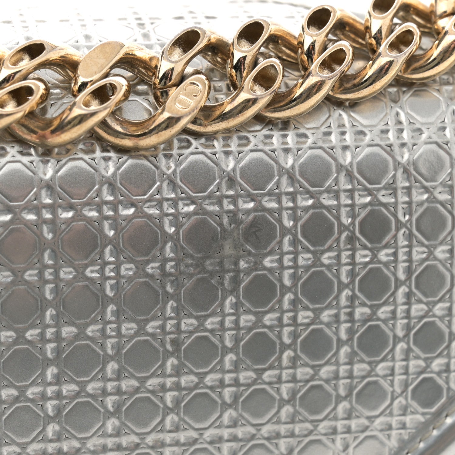 Christian Dior Metallic Patent Micro-Cannage Small Diorama Flap Bag Silver 13 of 14