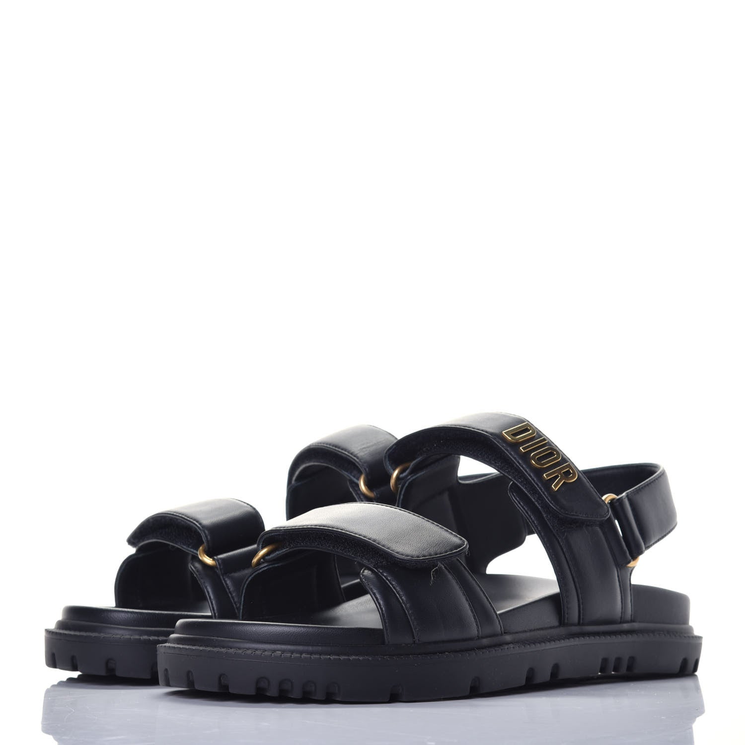 Christian Dior Lambskin Dioract 10mm Sandals 37.5 Black 3 of 8
