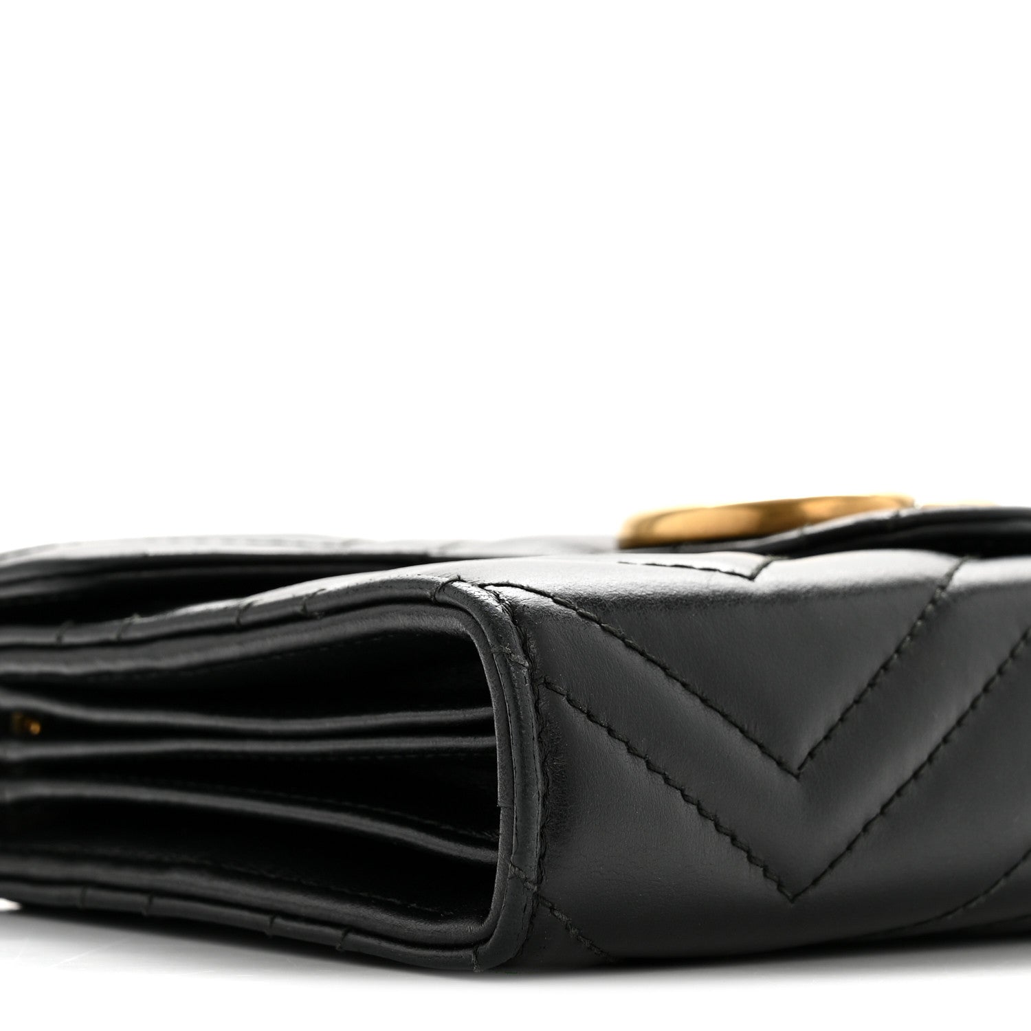 Gucci Calfskin Matelasse GG Marmont Chain Wallet Black 9 of 15