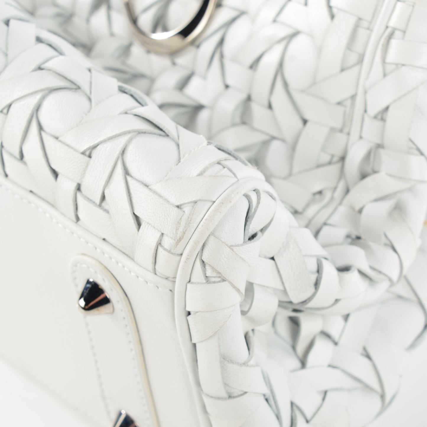 Lambskin Woven Lady Dior Avenue Tote White