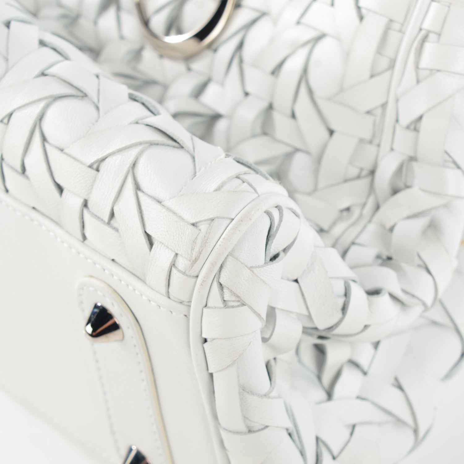 Christian Dior Lambskin Woven Lady Dior Avenue Tote White 2 of 11