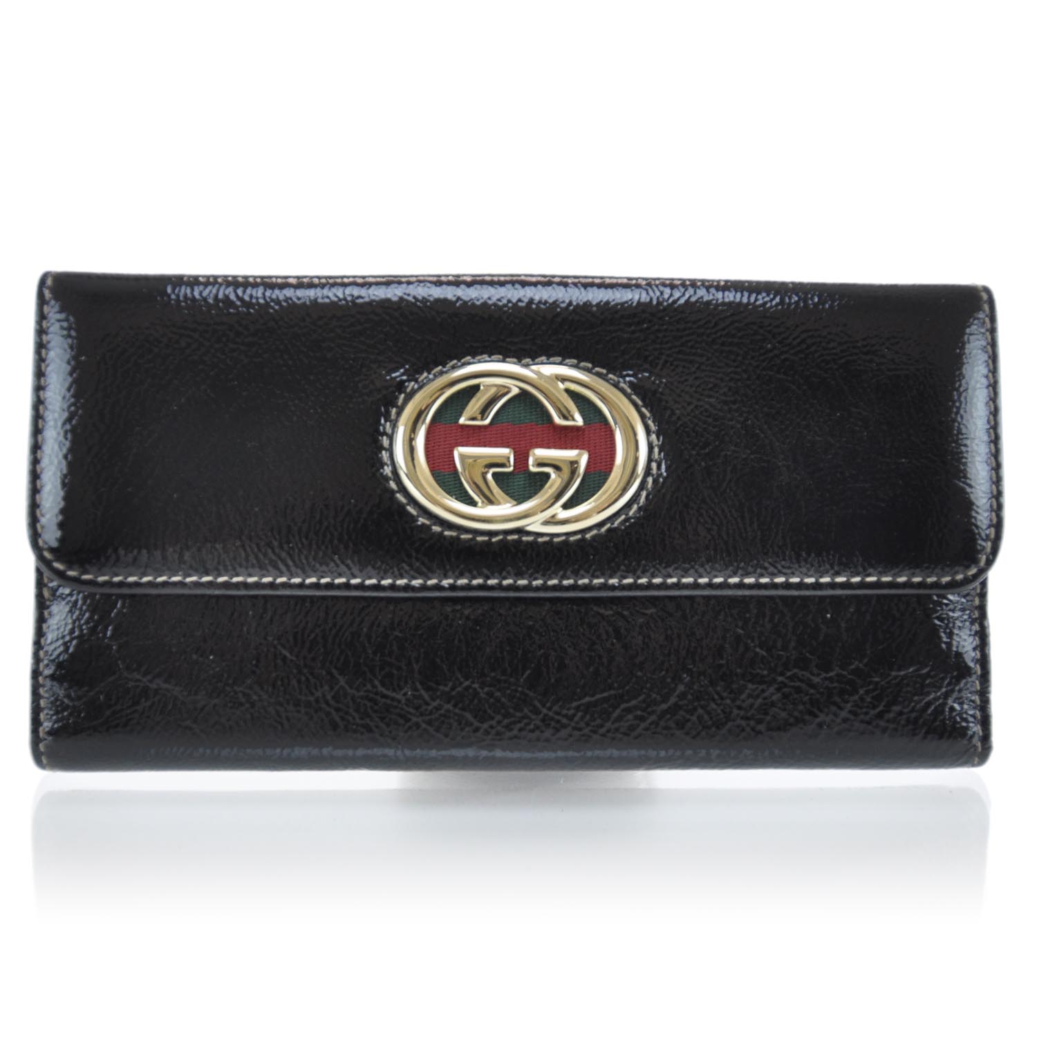 Gucci Patent Britt Continental Wallet Black 1 of 11