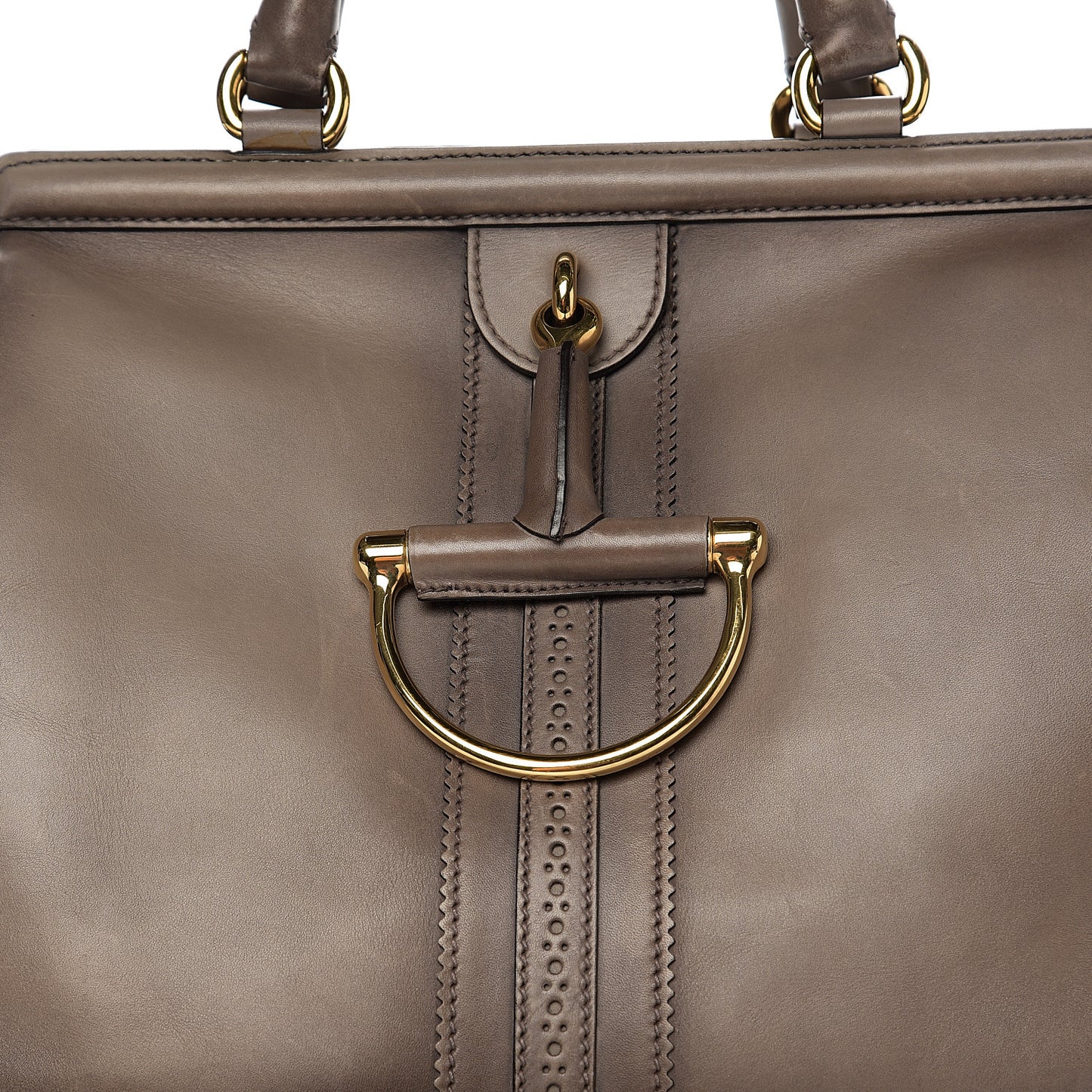Calfskin Duilio Brogue Top Handle Bag Grey
