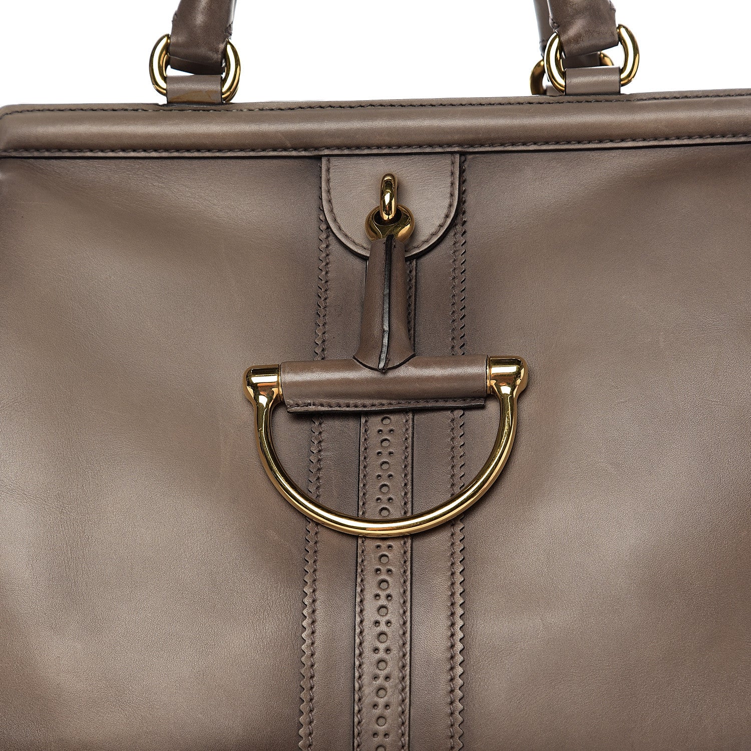 Gucci Calfskin Duilio Brogue Top Handle Bag Grey 17 of 17