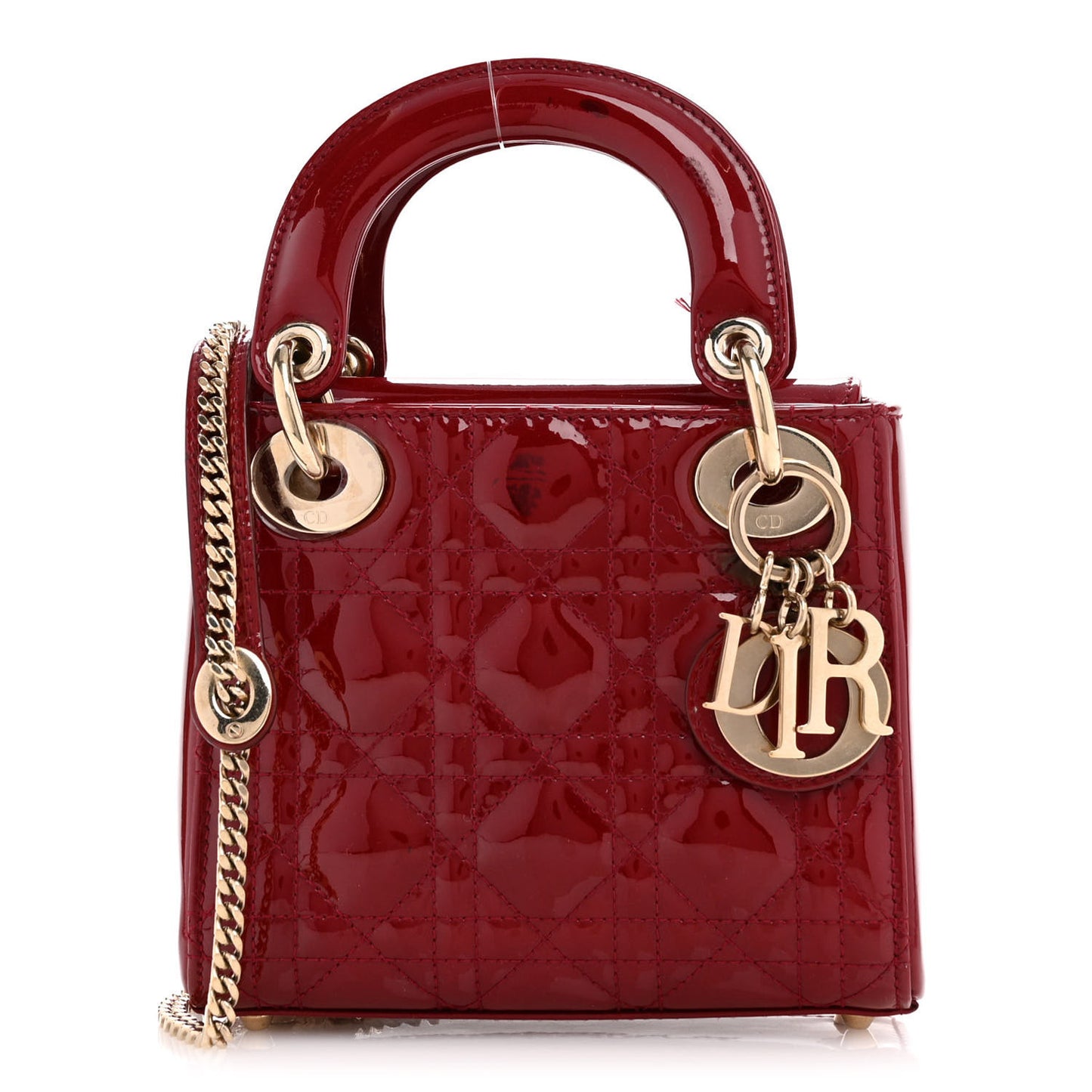 Patent Cannage Mini Lady Dior Red