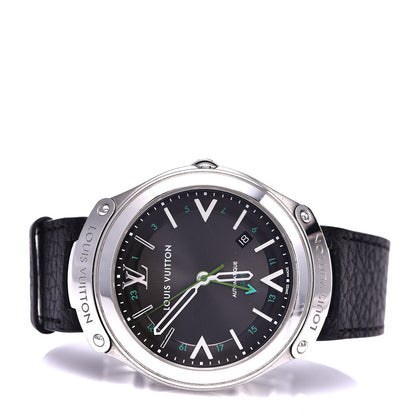 Louis Vuitton Stainless Steel Calfskin 40mm Fifty-Five GMT Automatic Watch Black 3 of 10