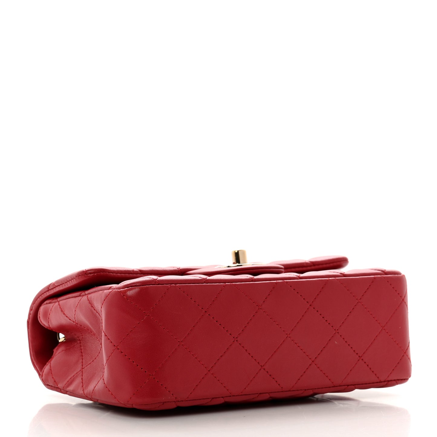 Lambskin Quilted Mini Rectangular Flap Red