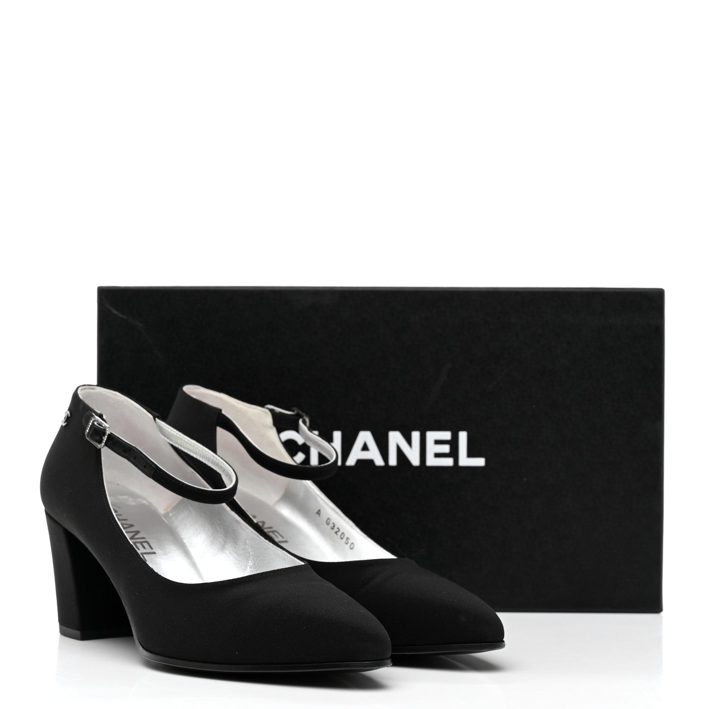 Crepe Satin Mary Jane Pumps 38 Black