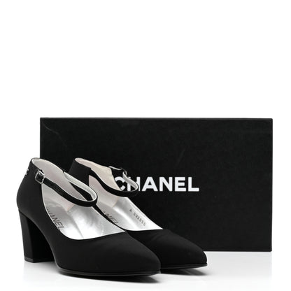 Chanel Crepe Satin Mary Jane Pumps 38 Black 11 of 11