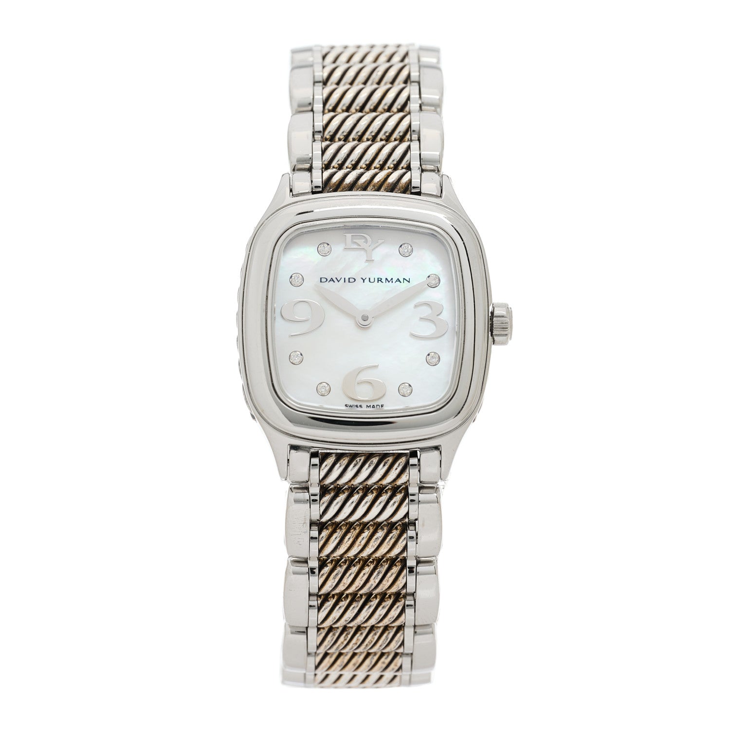 David Yurman Stainless Steel Diamond Mother of Pearl 25mm Thoroughbred Quartz Watch 1 of 4