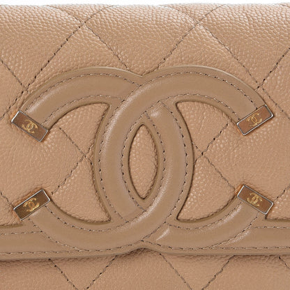 Chanel Caviar Quilted Medium Filigree Flap Wallet Beige 9 of 10