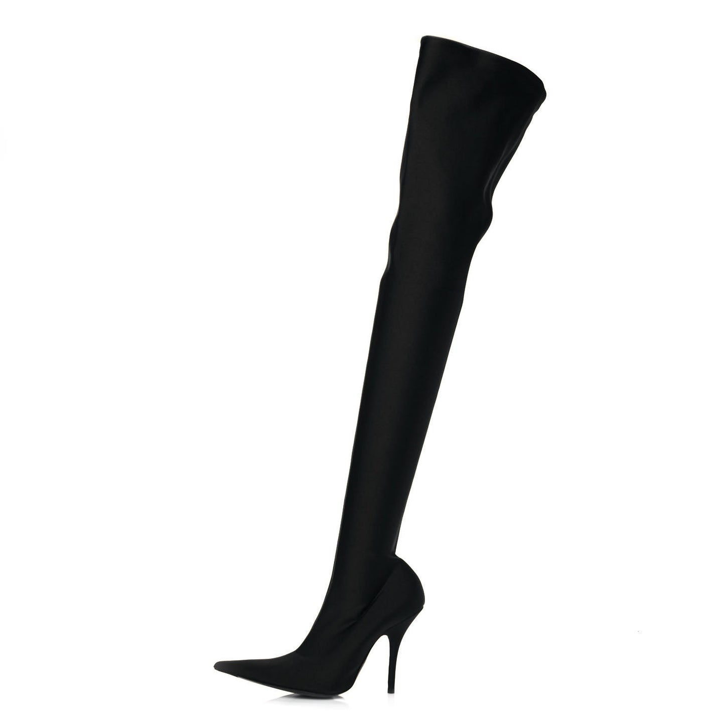 Spandex Pointed Toe Knife Thigh High Boots 36 Black