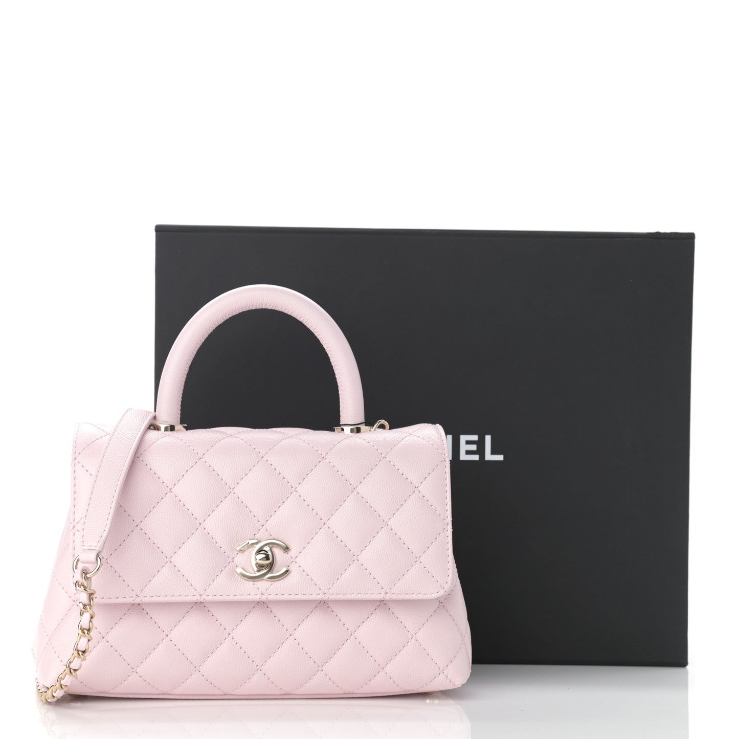 Caviar Quilted Mini Coco Handle Flap Light Pink
