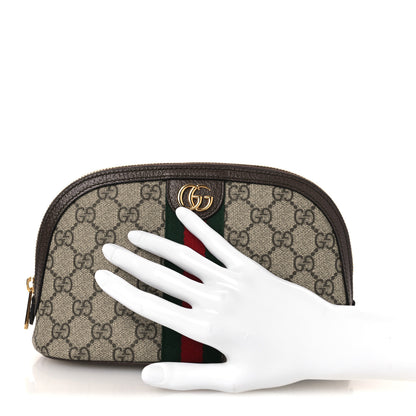Gucci GG Supreme Monogram Textured Calfskin Web Large Ophidia Cosmetic Case Beige Ebony New Acero 2 of 11