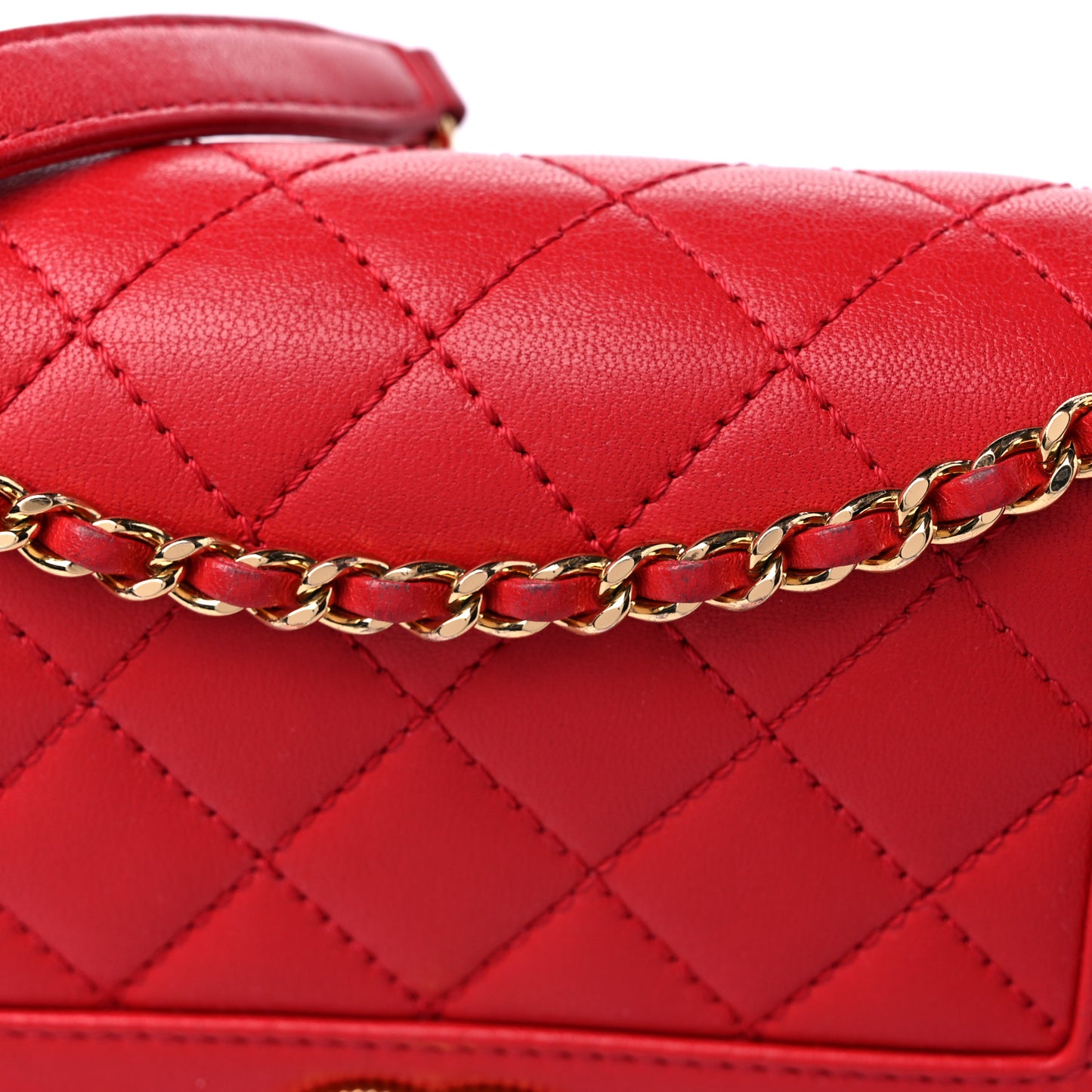Sheepskin Quilted Medium Vintage Mademoiselle Flap Red
