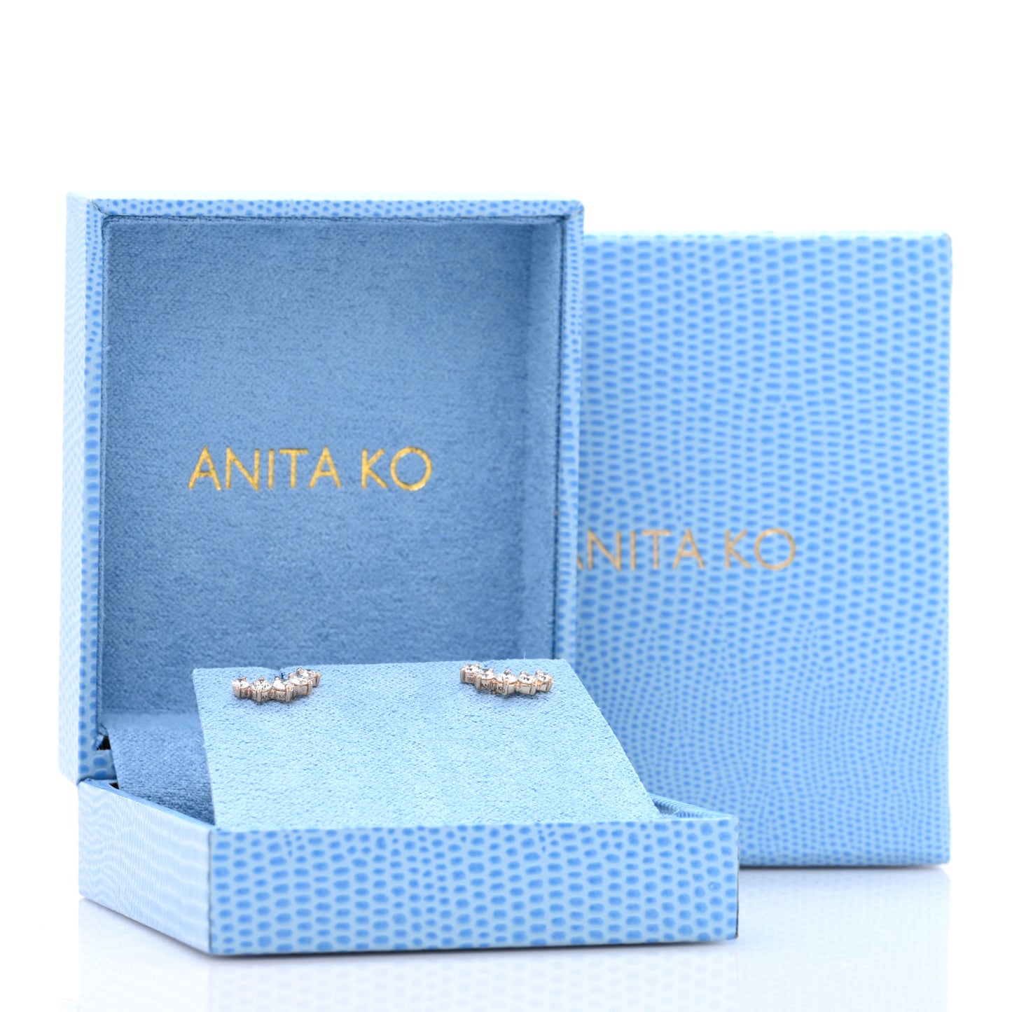 18K Rose Gold Diamond Arc Stud Earrings