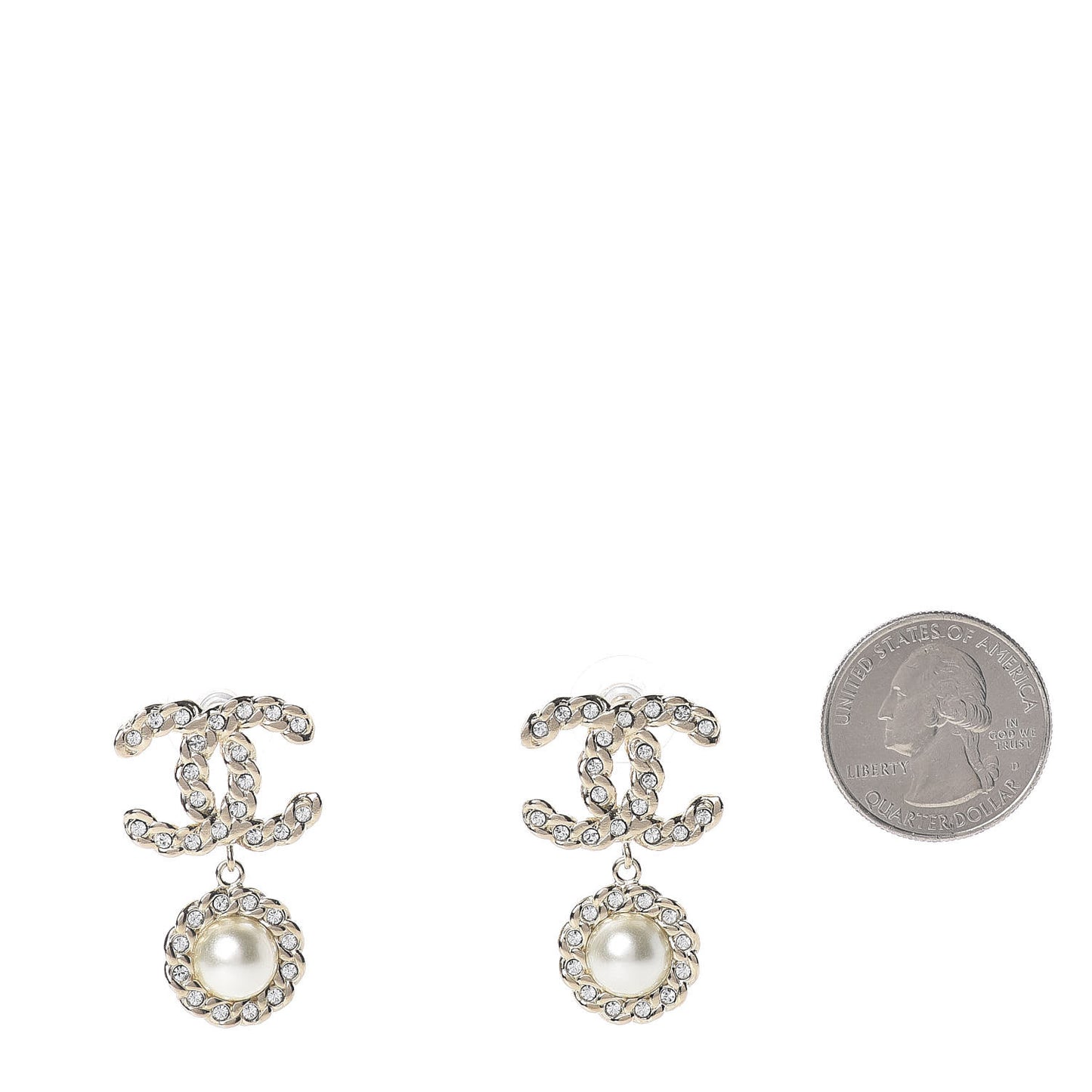 Crystal Pearl Pearls Coronation CC Drop Earrings Gold