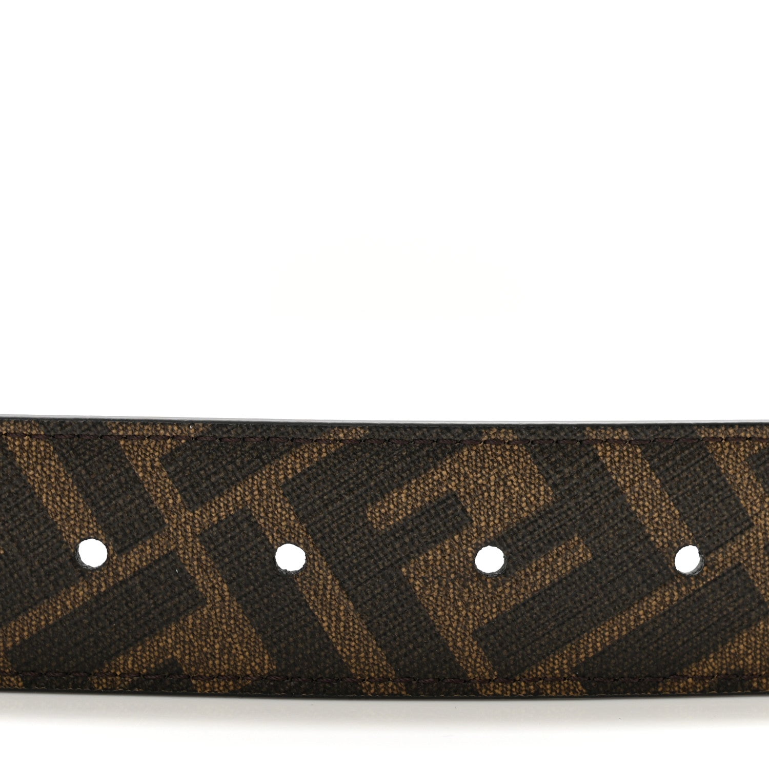 Fendi Cuoio Romano Glazed Fabric FF 1974 Reversible Belt 95 38 Black Tobacco 3 of 6