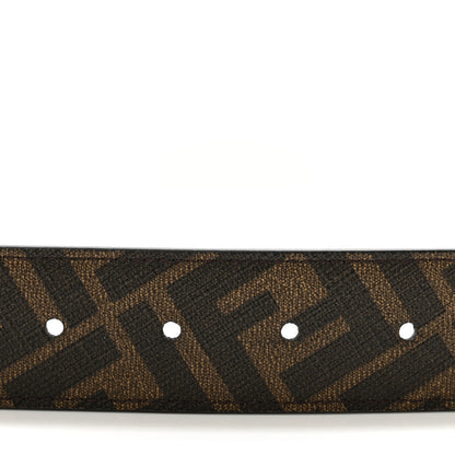 Fendi Cuoio Romano Glazed Fabric FF 1974 Reversible Belt 95 38 Black Tobacco 3 of 6