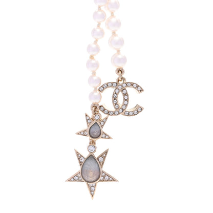 Chanel Crystal CC Star Necklace Gold Pink Blue 4 of 6