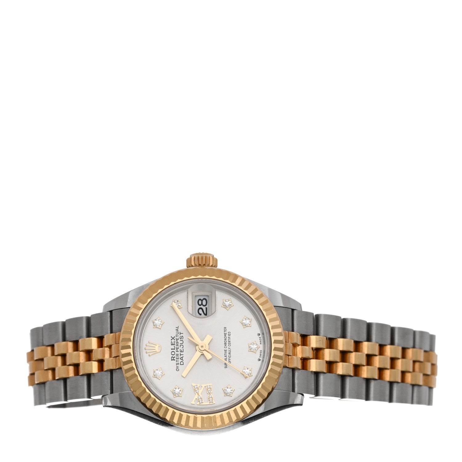 Rolex Stainless Steel 18K Yellow Gold Diamond 28mm Oyster Perpetual Datejust Watch Silver 279173 2 of 5